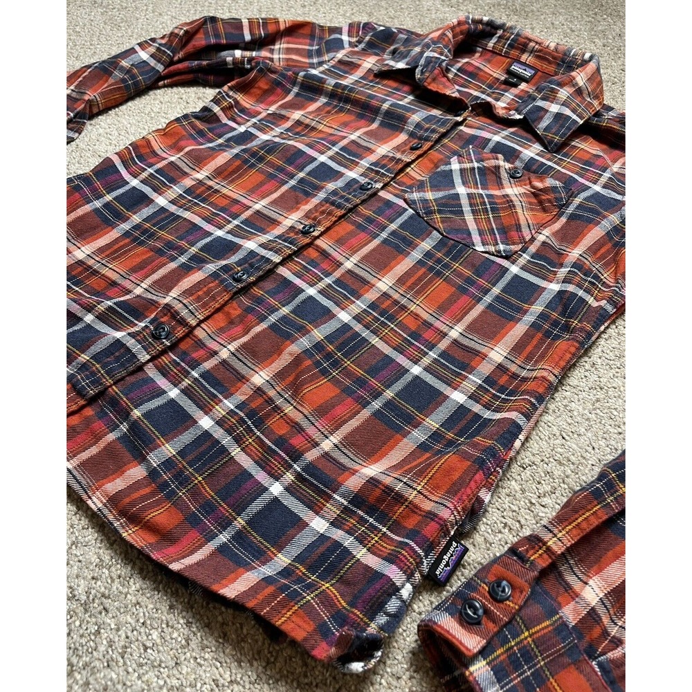 Patagonia Shirt Women's Size 2 Multicolor Plaid Flannel Button Up Outdoors - Picture 5 of 7
